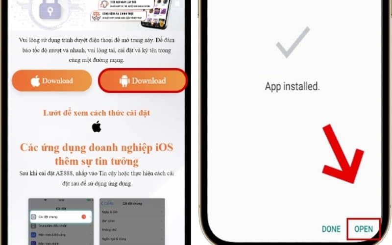 Chọn download dành cho Android để tải app AE789 Chọn download dành cho Android để tải app AE789