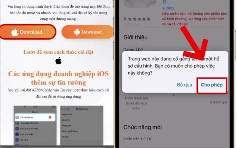 Chọn download dành cho IOS và nhấn tải xuống Chọn download dành cho IOS và nhấn tải xuống
