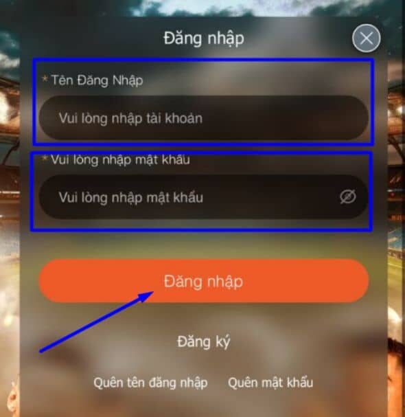 Điền các thông tin đăng nhập AE789 đã đăng ký trước đó Điền các thông tin đăng nhập AE789 đã đăng ký trước đó