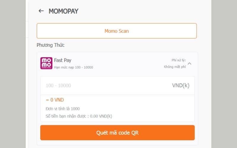 Nạp tiền AE789 bằng MOMOPAY Nạp tiền AE789 bằng MOMOPAY