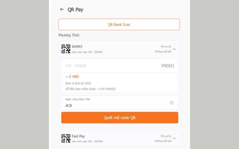 Nạp tiền AE789 bằng QR Pay Nạp tiền AE789 bằng QR Pay