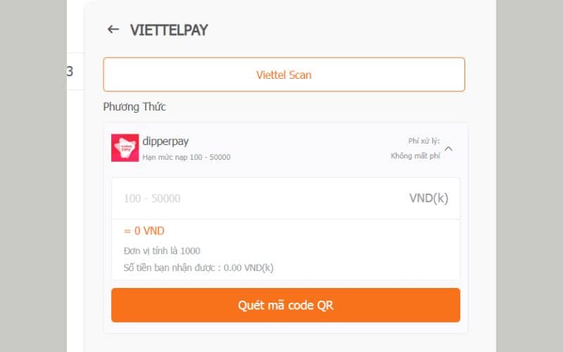 Nạp tiền AE789 bằng ViettelPay Nạp tiền AE789 bằng ViettelPay